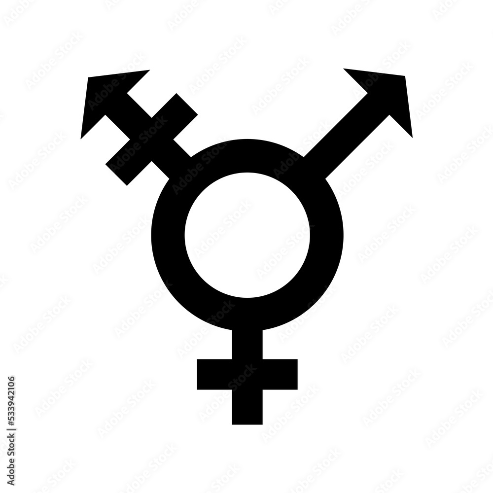 Unisex (intersex) symbol icon. Male and female symbols. Hermaphroditism ...