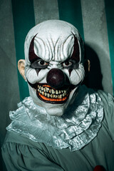 Poster - creepy evil clown in front of the circus tent