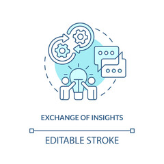 Wall Mural - Exchange of insights blue concept icon. Mutual support. Sharing new ideas abstract idea thin line illustration. Isolated outline drawing. Editable stroke. Arial, Myriad Pro-Bold fonts used