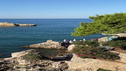 Canvas Print - Scenic view of the rocky coast of the Adriatic sea in Montenegro at summer season. 