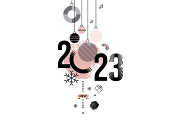 2023 Happy New Year. Vector illustration concept for background, greeting card, party invitation card, website banner, social media banner, marketing material.