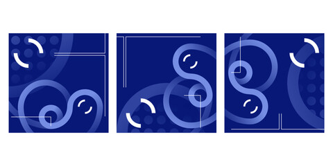 Poster - Abstract square blue backgrounds set