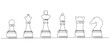 Continuous one line drawing of chess pieces. Vector illustration