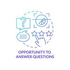 Poster - Opportunity to answer questions blue gradient concept icon. Communication. Benefit of direct marketing abstract idea thin line illustration. Isolated outline drawing. Myriad Pro-Bold font used