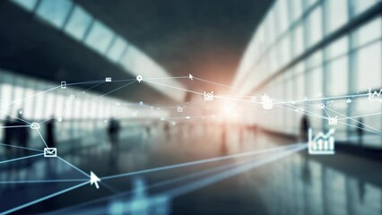 Poster - Modern lobby and communication network concept.