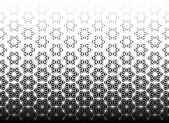 Wall Mural - Geometric pattern of black figures on a white background.Seamless in one direction.Option with a AVERAGE fade out.Ray method.Additional hexagonal grid