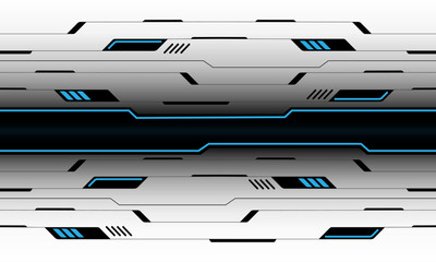Poster - Abstract vector technology futuristic white cyber black line circuit blue light power geometric design seamless pattern background