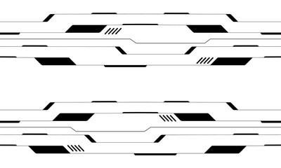 Poster - Abstract black line cyber circuit on white seamless background pattern design modern futuristic technology vector