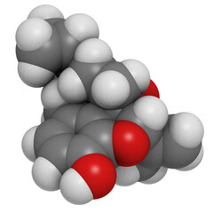 Wall Mural - Nalmefene alcoholism treatment drug, molecular model.