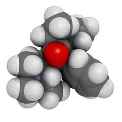 Poster - Methadone opioid dependency drug, chemical structure.