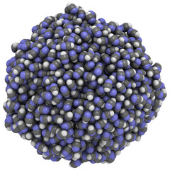 Poster - Hydrogen cyanide (HCN, prussic acid) molecules, liquid sphere model.