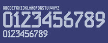 Font Vector Team 2022 Kit Sport Style Font. Football Style Font With Lines And Points Inside. Argentina Font World Cup. Sports Style Letters And Numbers For Soccer Team