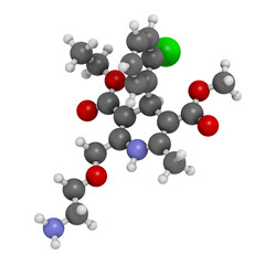 Poster - Amlodipine hypertension (high blood pressure) drug, chemical structure.