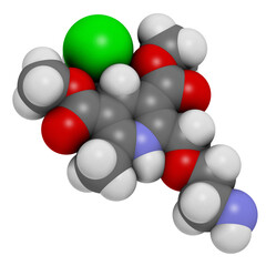 Poster - Amlodipine hypertension (high blood pressure) drug, chemical structure.