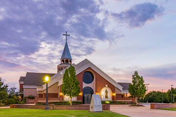 Wall Mural - Twilight view of the St Monica Catholic Church