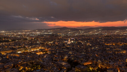 Wall Mural - Cityscape of Athens at night on September 2022