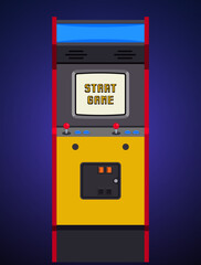 Canvas Print - Arcade Cabinet or Arcade Machine in Flat Style, Front View