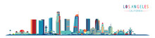 Los Angeles Landmarks City Skyline Colorful Abstract Vector Illustration.