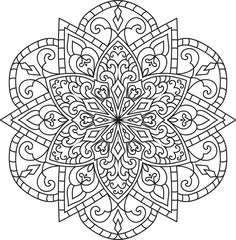 Wall Mural - Mandala isolated on the white background.Decorative monochrome ethnic mandala pattern.