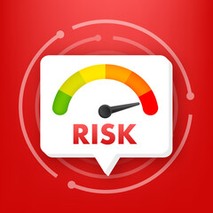 Canvas Print - Risk icon on speedometer. High risk meter. Vector stock illustration.