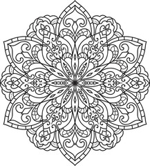 Wall Mural - Mandala isolated on the white background.Decorative monochrome ethnic mandala pattern.