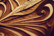 3 D render. Background of carved wood