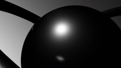 Poster - 3d metal ball with rotating rings. Design. Stylish 3D animation with metal ball and rotating rings. Close-up of part of ball with rotating orbital rings