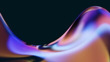Abstract 3d Neon Holographic Iridescent Render. Design Visual For Background Wallpaper Banner Poster Or Cover. Fluid Organic Wave With Glass Colorful Gradient Material.