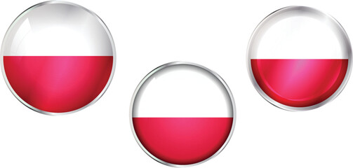 Round national flag pin of Poland.Circular vector flag of Poland