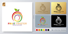 FRUIT Twister Vector Illustration Logo Minimal Design. Blank Name For Insert Your Branding. Designed With Examples For All Kinds Of Applications. You Can Used For Company, Indentity, Ice Cream Shop