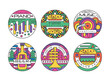 © topvectors - Food and music festival round labels set. Rock, beer fest colorful badges vector illustration