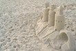 Closeup of a large sand castle on a public beach in Destin, FL