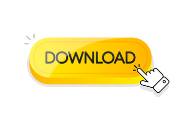 Aufkleber - Download 3d button. Mouse touched button. Vector illustration.