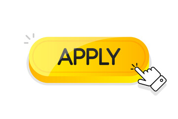 Poster - Apply 3d button. Mouse touched button. Vector illustration.