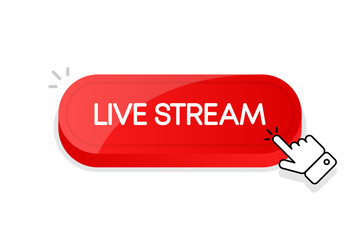 Poster - Live Stream 3d button. Mouse touched button. Vector illustration.