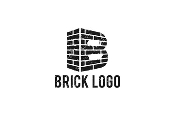 Wall Mural - Brick logo design initial letter B icon symbol building brick work construction symbol