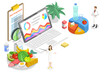 3D Isometric Flat  Conceptual Illustration of Online Diet Program.