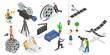 3D Isometric  Conceptual Illustration of Movie Making Process.