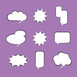Speech bubble chat text cloud comic cartoon hand drawn collection set