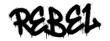 Spray Painted Graffiti rebel Word Sprayed isolated with a white background. graffiti font rebel with over spray in black over white. Vector illustration.