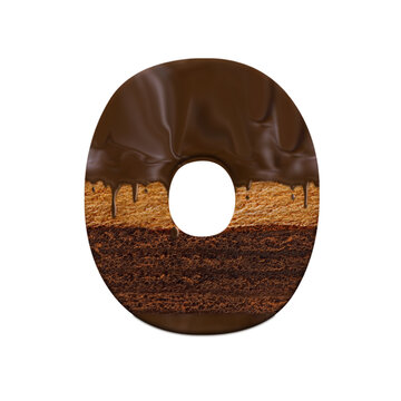 Alphabet number set with melting chocolate layer cake texture, suitable for food or dessert related design for decorative purposes.
