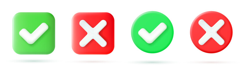 Green tick check mark and cross mark symbols