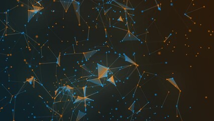Poster - Abstract digital connection moving dots and lines. Technology background. Network connection structure. 3d. Seamless loop. 4K