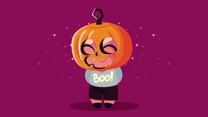 Sticker - happy halloween animation with pumpkin