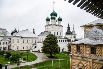 Wall Mural - fragments of the ancient Kremlin and the white stone cathedral of Rostov the Great