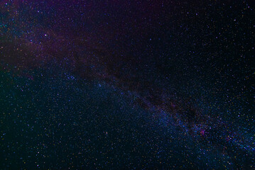 Wall Mural - starry multicolored night sky with a bright milky way and galaxies. Astrophotography with many stars and constellations