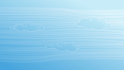 Wall Mural - Abstract blue sky line background. Vector gradient template with cloud.