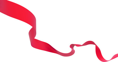 Smooth red ribbon isolated on transparent background. 3d render