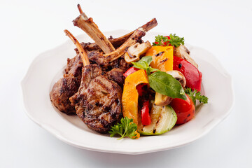 Wall Mural - Grilled lamb rack with baked vegetables