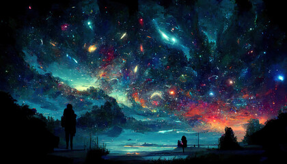 Wall Mural - Phantasy Vast Galaxy Abstract Space Nebula Cosmos Art Illustration